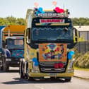 Second Paw Patrol convoy for Heysham explosion victim George Hinds - HGV's with Paw Patrol Flags and Toys Set off from Heysham and travelled to Happy Mount Park in Morcambe - 10.07.2022. Picture by Anthony Farran.