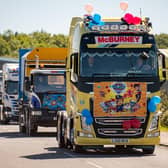 Second Paw Patrol convoy for Heysham explosion victim George Hinds - HGV's with Paw Patrol Flags and Toys Set off from Heysham and travelled to Happy Mount Park in Morcambe - 10.07.2022. Picture by Anthony Farran.