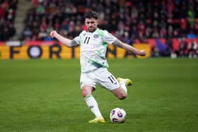 Robbie Brady in action for the Republic of Ireland against the Czech Republic. (Photo by Gabriel Kuchta/Getty Images)