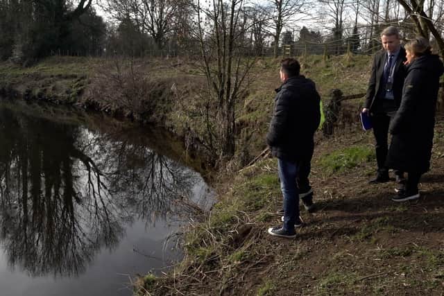 Nicola's partner Paul Ansell visiting the riverside where she was last seen on the morning of Friday January 27