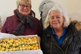 Care & Share supporters with 100 knitted chicks