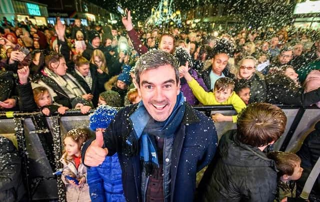 Hundreds braved the cold to attend the big switch on