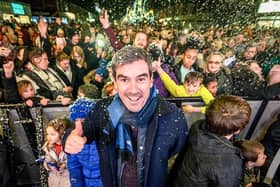 Hundreds braved the cold to attend the big switch on