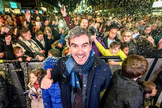 Hundreds braved the cold to attend the big switch on