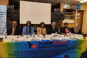 Sir Mark Hendrick, Glenda Andrew (centre) and the rest of the Question Time panel.