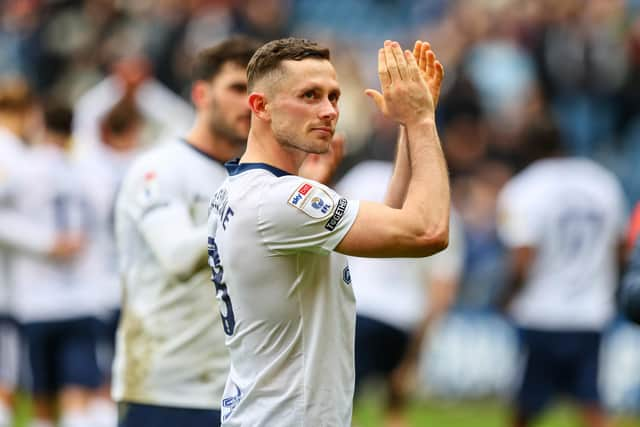 Preston North End's Alan Browne appluads the supporters