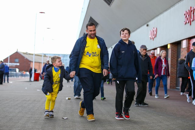 Preston North End fans arrive at the Stadium of Light.