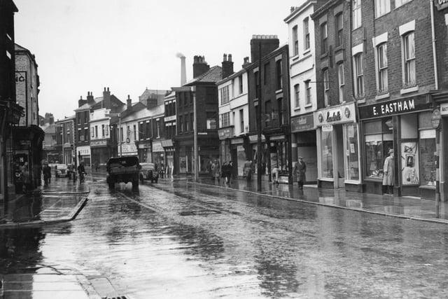 Church Street in the 1930s - can you spot the factory chimney for Horrockses Cotton Mill in the distance?