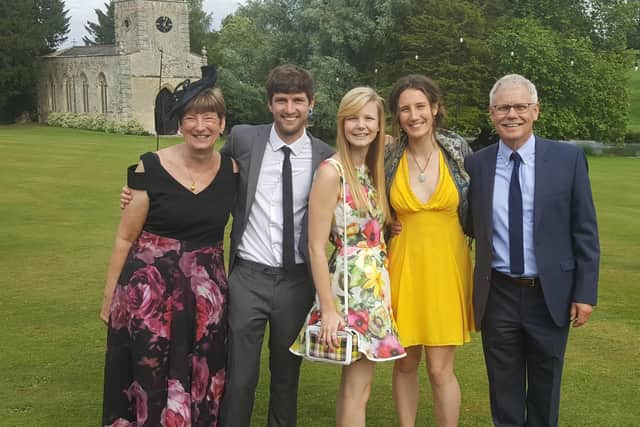 From left to right, Pam, her son-in-law Dan, her daughter Lizzy, her daughter Harriet and husband Geoff.