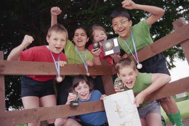 These sure footed youngsters certainly know their way around and they have medals to prove it. For pupils from St Pius X Preparatory School in Fulwood picked up a bevy of awards at the Preston Primary School's orienteering festival. Pictured: Felicity Thompson and James Mercer, overall winners, with other members of the St Pius X team. From left, Michael Wilson, Munisa Patel, Elizabeth Poskett and Neeraj Mathad