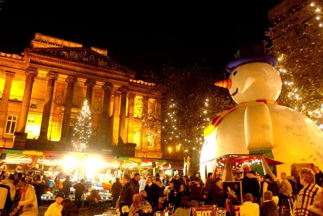 Preston's Flag Market looking spectacular for the Christmas Lights switch-on in 2005