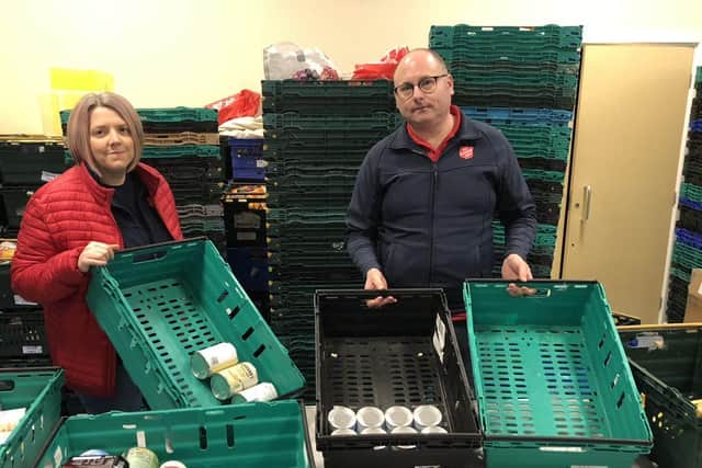 Captain Debbie Eaton and Captain Dominic Eaton at the Salvation Army in Preston where the shelves are almost empty as referrals continue to rise