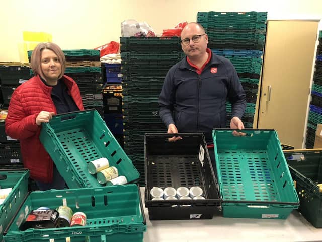 Captain Debbie Eaton and Captain Dominic Eaton at the Salvation Army in Preston where the shelves are almost empty as referrals continue to rise