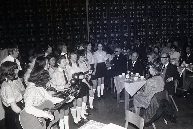 Pictured here is Tulketh High School Folk Club, performing for some lucky guests in 1971