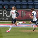 Preston North End's Brad Potts celebrates scoring his side's first goal of the game