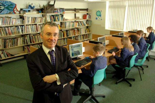 Headmaster Martin Reynolds in the IT suite at Brownedge St. Mary's RC High School and Sports College