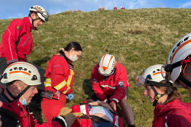 The Bowland Pennine Mountain Rescue Team were called to the fells after a 65-year-old man fell around 40ft from the air in a paraglider crash