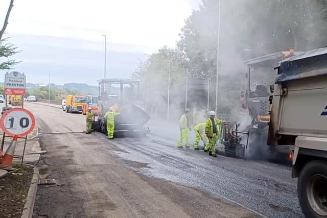 Works taking place on the A59 Brockholes Brow in Preston