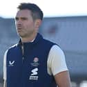 James Anderson of Lancashire  during the Lancashire CCC photocall at Emirates Old Trafford on Tuesday. (Photo by Gareth Copley/Getty Images)