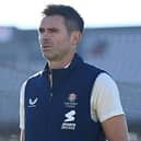 James Anderson of Lancashire  during the Lancashire CCC photocall at Emirates Old Trafford on Tuesday. (Photo by Gareth Copley/Getty Images)