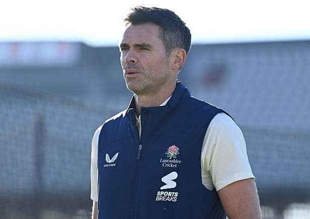 James Anderson of Lancashire  during the Lancashire CCC photocall at Emirates Old Trafford on Tuesday. (Photo by Gareth Copley/Getty Images)