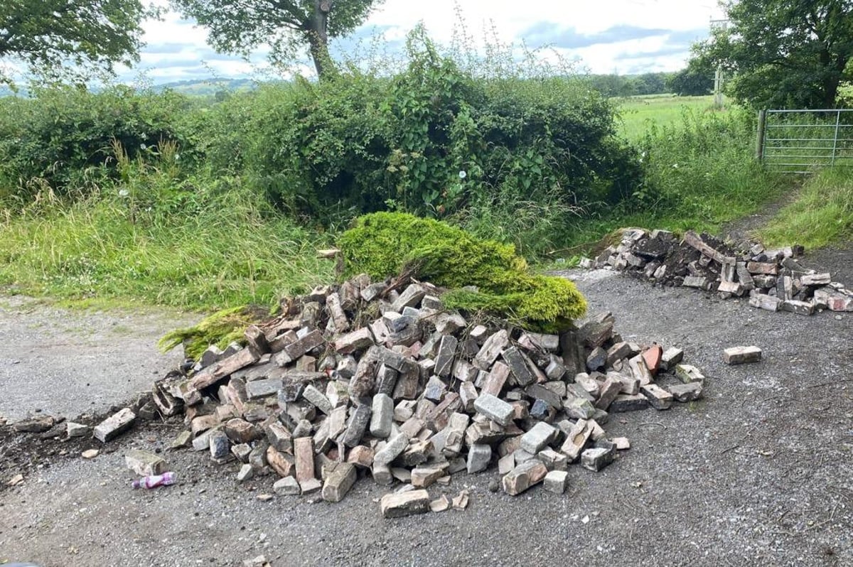 These are the scenes in Bamber Bridge after someone twice dumped a "disgusting" amount of rubbish on a roadside