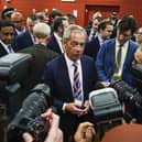 Reform UK party leader Nigel Farage talks to the media after Sarah Pochin won the Runcorn and Helsby by-election. PIC: Peter Byrne/PA Wire