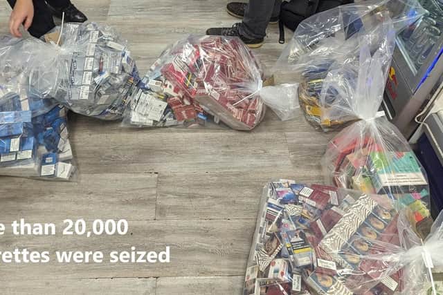 More than 20,000 cigarettes were seized in raids in Preston on July 19, 2023. (Photo by Lancashire County Council)