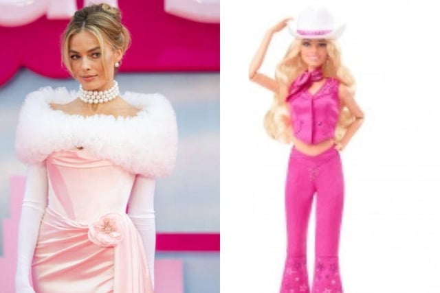 Margot Robbie (left) stars as Barbie in the 2023 movie released today (July 21)