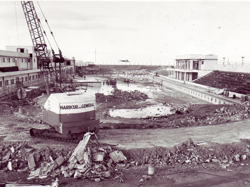 Here's a somewhat sad image of Morecambe's old Super Swimming Stadium being pulled down.