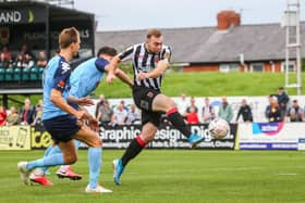 Connor Hall scores for Chorley against Southport when the two sides met in the FA Cup at Victory Park (photo:Stefan Willoughby)
