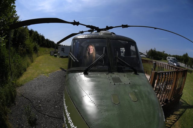 Katie inside the Westland Lynx helicopter