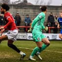 Lee Angol scored Morecambe's opening goal against Accrington Stanley Picture: Morecambe FC