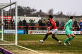 Lee Angol scored Morecambe's goal against Swindon Town. Picture: Morecambe FC