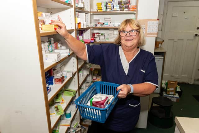 Pharmacy dispenser Carole Livesey is retiring from Rosegrove Pharmacy after 46 years Photo: Kelvin Lister-Stuttard