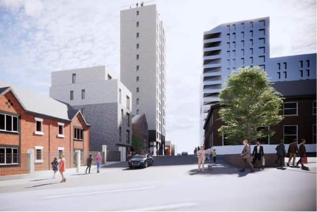 How Chadderton Court and Crompton Court would look on Percy Street.