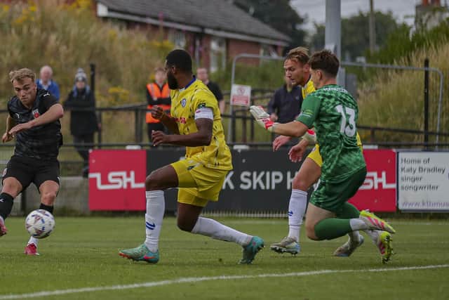 Tom Carr in action in Chorley's friendly defeat by Rochdale
