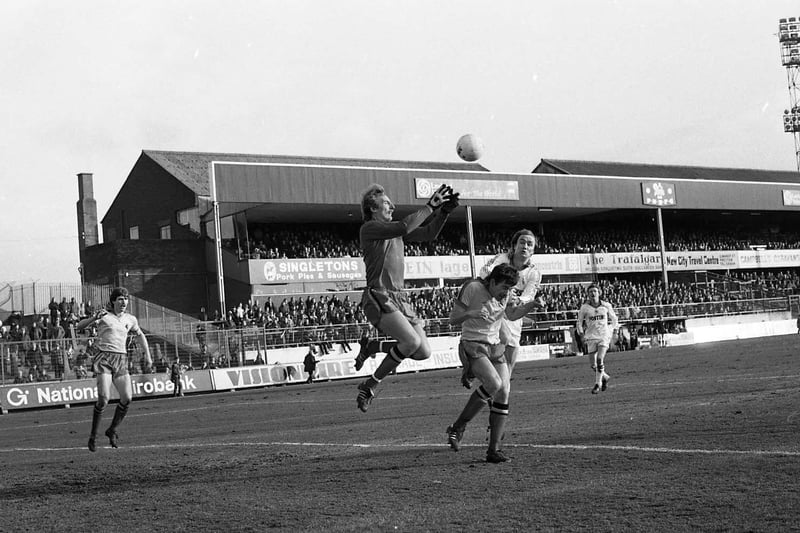 PNE vs Watford
February 1981
The Watford goalkeeper goes up for a save
The game ended with a 2-1 win to Preston