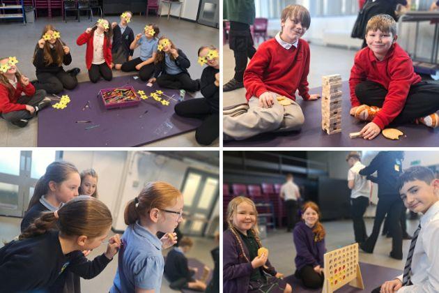Between workshops,  Anti-Bullying Ambassadors and primary pupils engaged in fun team-building activities such as playing board games.