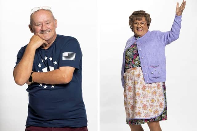 Mrs Brown Rides Again is cominng to Blackpool next month with Brendan O'Carroll (left) playing Agnes Brown (right).