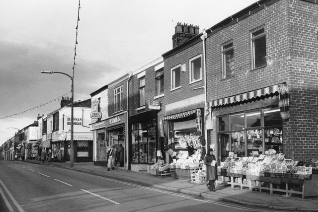 An assortment of shops along Plungington Road in Preston, back in 1987