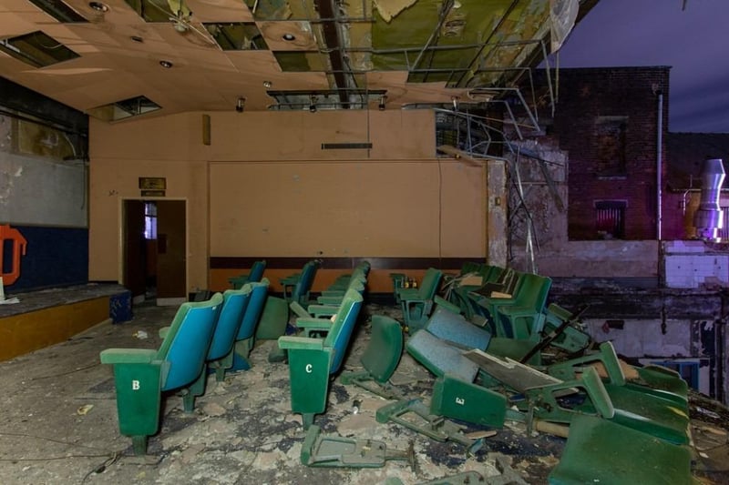 Derelict cinema seats toppled over (Sept 2022)