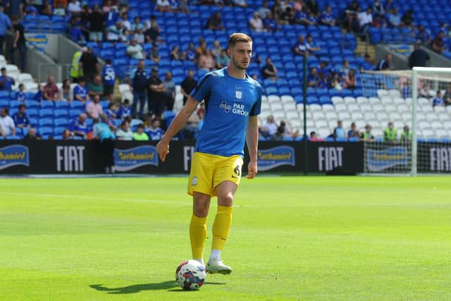 Preston North End's Liam Lindsay  during the pre-match warm-up.
