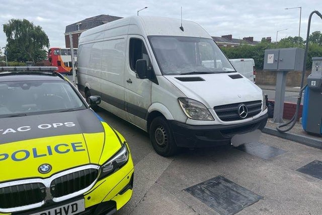 This Mercedes Sprinter was stopped by police in Garstang Road, Preston due to having a brake light out.
The driver was found to have no licence or insurance. The driver wasreported and the vehicle was seized.