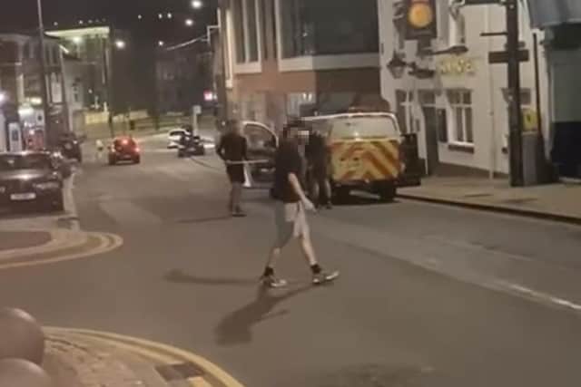 Man armed with machete in Friargate, Preston on Wednesday night (August 10). Credit: Bianco Open 24/7