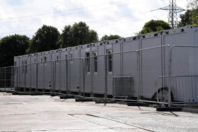 The temporary hub is made up of portable cabins linked together.