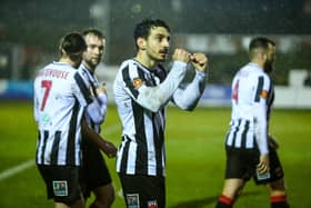 Jon Ustabasi was Chorley's two-goal hereo (photo:Stefan Willoughby)