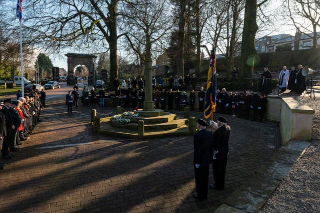 The annual service to remember victims of Holocaust and Genocide took place at the War Memorial in Astley Park. Photo: Kelvin Stuttard