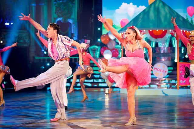 BBC handout photo of Mollie Rainford and Carlos Gu during the live show of Strictly Come Dancing on BBC1.Guy Levy/BBC/PA Wire