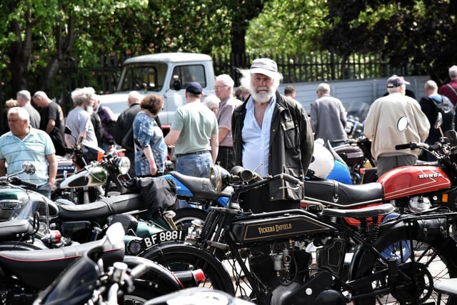 One of the many people who came to admire the many motorcycles on show